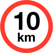 Maximum snelheid 10 km/h Sticker. Rond 200 mm