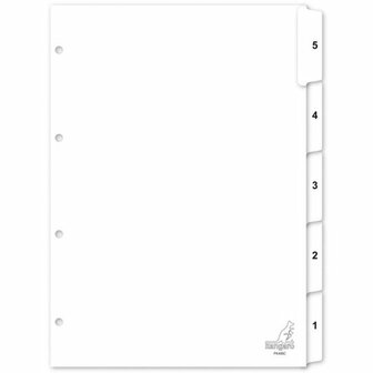 Tabbladen Kangaro A4 4-Gaats 1-5 Genummerd wit karton