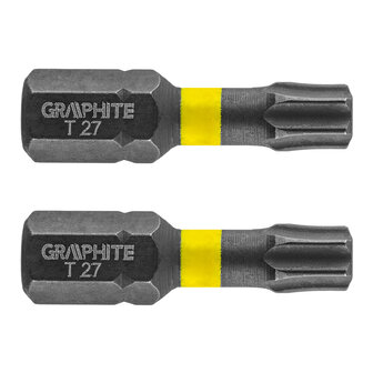GRAPHITE Bit IMPACT TX 27 x 25 mm, S2 Staal Full Fit Kop, 2 stuks