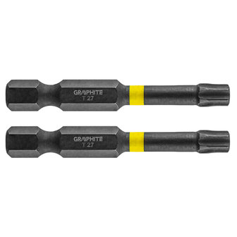 GRAPHITE Bit IMPACT TX 27 x 50 mm, S2 Staal Full Fit Kop, 2 stuks