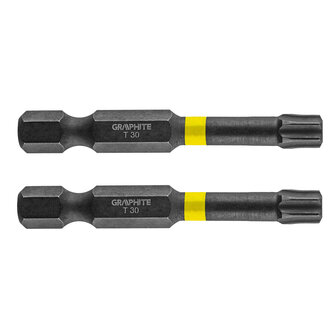 GRAPHITE Bit IMPACT TX 30 x 50 mm, S2 Staal Full Fit Kop, 2 stuks