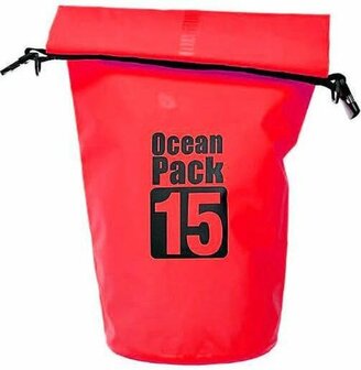 Relaxdays Ocean Pack 15 liter - waterdichte tas - strandtas - zeilen - outdoor plunjezak - rood