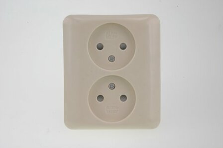 Uni Inbouw Stopcontact - 2-voudig - Cr&egrave;me