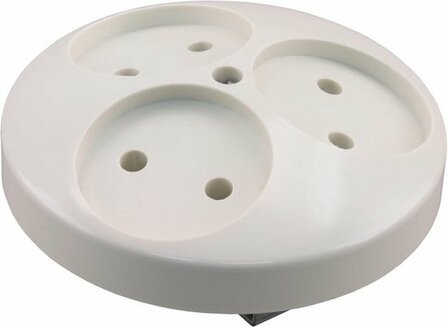 Uni Inbouw Stopcontact - 3-voudig - Rond - Polarwit