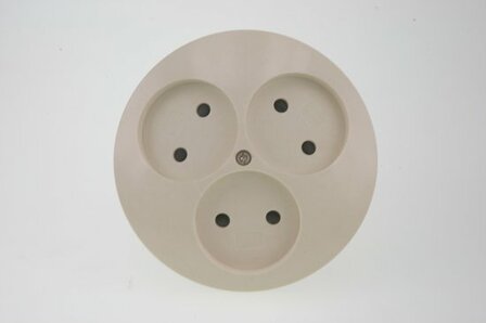 Uni Inbouw Stopcontact - 3-voudig - Rond - Cr&egrave;me