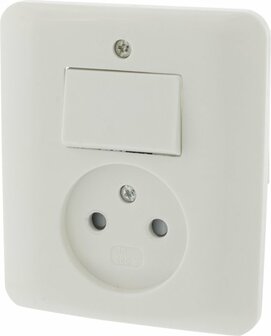 Uni Inbouw Combinatie - Stopcontact en Schakelaar - Wissel - Polarwit
