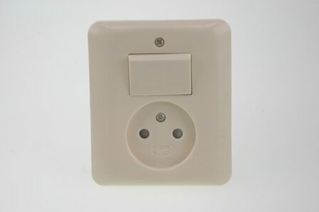 Uni Inbouw Combinatie - Stopcontact en Schakelaar - Wissel - Cr&egrave;me
