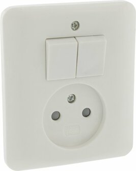 Uni Inbouw Combinatie - Stopcontact en Schakelaar - Serie - Polarwit