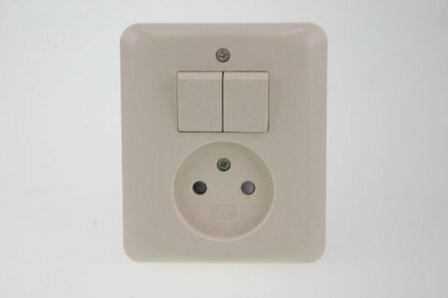 Uni Inbouw Combinatie - Stopcontact en Schakelaar - Serie - Cr&egrave;me