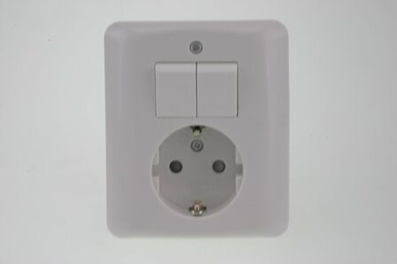 Uni Inbouw Combinatie - Stopcontact en Schakelaar - Serie - Randaarde - Polarwit