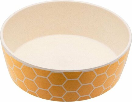 Beco Printed Bowls - Bamboe voerbak/waterbak voor honden - duurzaam &amp; trendy - 5 Kleuren in 2 maten - Kleur: Honingraat, Maat: Small - 800 ml