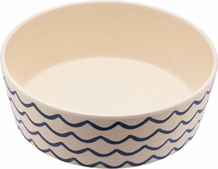 Beco Printed Bowls - Bamboe voerbak/waterbak voor honden - duurzaam &amp; trendy - 5 Kleuren in 2 maten - Kleur: Golven, Maat: Small - 800 ml