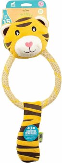 Beco Pets- Pluche Hondenknuffel met Pieper - Tilly de Tijger - Hennep en Katoenen Touw - Medium