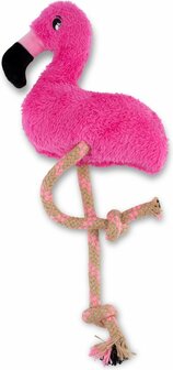 Beco Pluche Hondenknuffel met Pieper Flamingo - Hondenknuffel van Gerecycled Materiaal - Medium