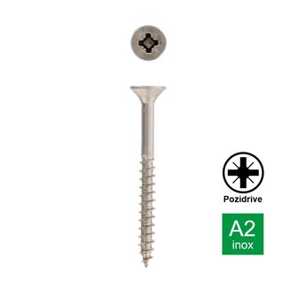 Sch&auml;fer en Peters Spaanplaatschroef Verzonken Versterkte kop PZ2 - 4.0 x 40/24 mm (200 stuks) - RVS A2 - Deeldraad