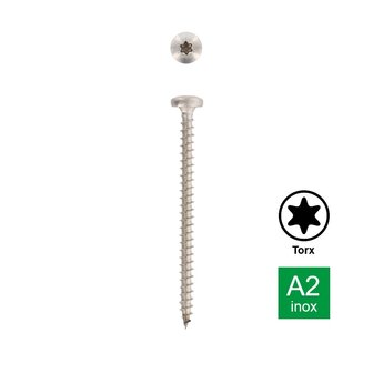 Sch&auml;fer en Peters Spaanplaatschroef Bolkop Versterkte kop TX20 - 4.0 x 20 mm (500 stuks) - RVS A2