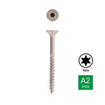 Sch&auml;fer en Peters Spaanplaatschroef Verzonken Versterkte kop TX25 - 6.0 x 60/36 mm (100 stuks) - RVS A2 - Deeldraad