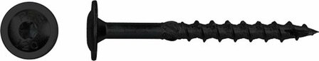 PGB PFS Schotelkopschroef Flenskop Zwart Verzinkt TX30 - 6.0 x 50 mm (100 stuks) - Deeldraad met Snijpunt
