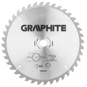 GRAPHITE Cirkelzaagblad 400 mm, 40 tands, Hout