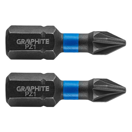 GRAPHITE Bit IMPACT PZ 1 x 25 mm, S2 Staal Full Fit Kop, 2 stuks