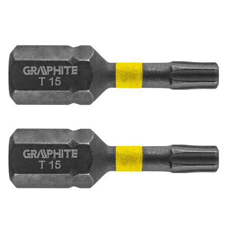 GRAPHITE Bit IMPACT TX 15 x 25 mm, S2 Staal Full Fit Kop, 2 stuks