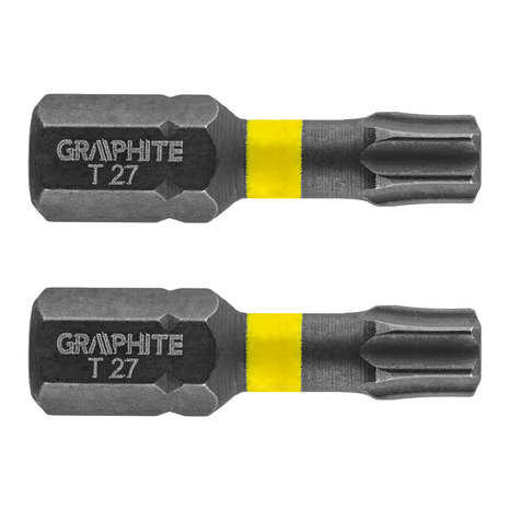 GRAPHITE Bit IMPACT TX 27 x 25 mm, S2 Staal Full Fit Kop, 2 stuks
