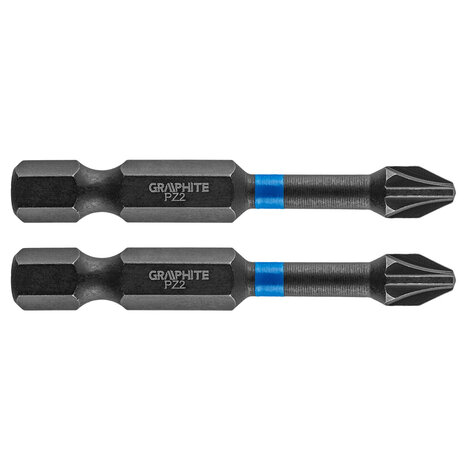 GRAPHITE Bit IMPACT PZ 2 x 50 mm, S2 Staal Full Fit Kop, 2 stuks