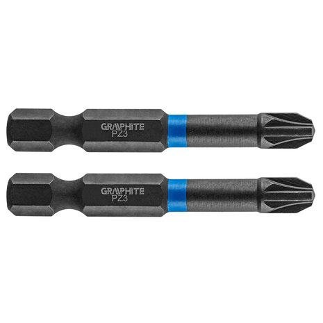 GRAPHITE Bit IMPACT PZ 3 x 50 mm, S2 Staal Full Fit Kop, 2 stuks