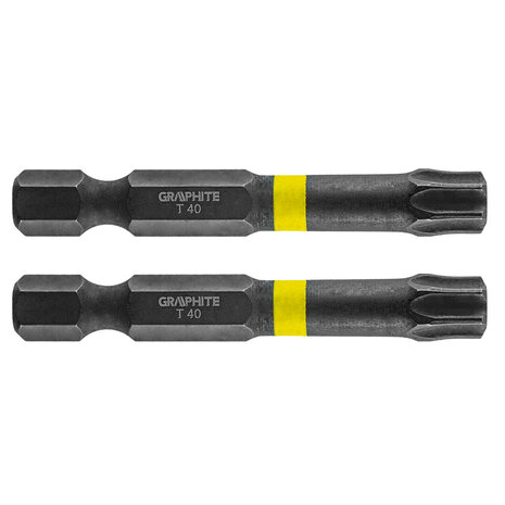 GRAPHITE Bit IMPACT TX 40 x 50 mm, S2 Staal Full Fit Kop, 2 stuks