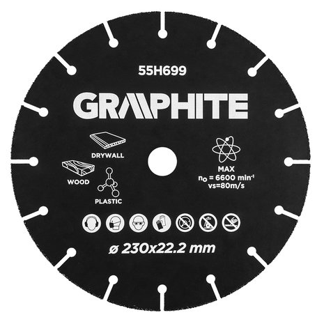 Graphite Carbide Multi Slijpschijf voor hout, kunststof, gips, ect. 230mm