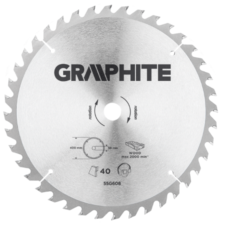GRAPHITE Cirkelzaagblad 400 mm, 40 tands, Hout