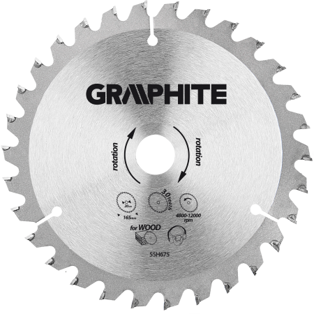 Cirkelzaagblad 165 mm, 30 tands, Hout GRAPHITE 