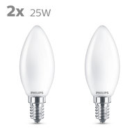Philips LED Lamp E14 - Kaars - Warm wit - 25W  2 stuks