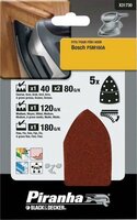 Piranha Schuurstroken Bosch PSM (1x K40 ,2x K80, 1x K120, 1x K180), 5 stuks X31730