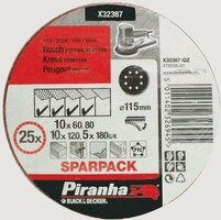 Piranha Sparpack 115 mm excenter; korrel 60 (10x), 80 (10x), 120 (5x), 25 stuks X32387