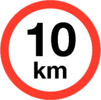 Maximum snelheid 10 km/h Sticker. Rond 200 mm
