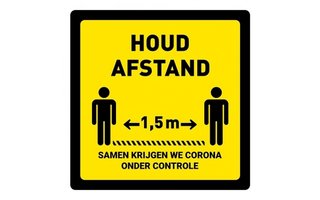 Houd Afstand Waarschuwings Sticker 1.5 meter afstand Vierkant 200 x 200 mm