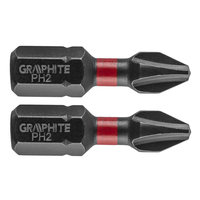 GRAPHITE Bit IMPACT PH 2 x 25 mm, S2 Staal Full Fit Kop, 2 stuks