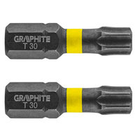 GRAPHITE Bit IMPACT TX 30 x 25 mm, S2 Staal Full Fit Kop, 2 stuks