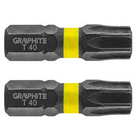 GRAPHITE Bit IMPACT TX 40 x 25 mm, S2 Staal Full Fit Kop, 2 stuks