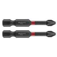 GRAPHITE Bit IMPACT PH 2 x 50 mm, S2 Staal Full Fit Kop, 2 stuks