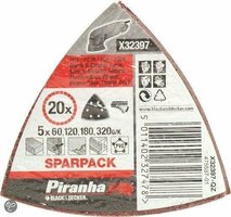 Piranha Sparpack Driehoek; korrel 60 (5x), 120 (5x), 180 (5x), 320 (5x), 20 stuks X32397