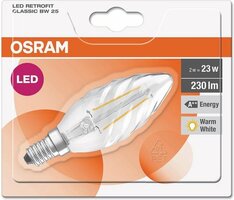 OSRAM 4052899941595 LED-lamp Energielabel A++ (A++ - E) E14 Gedraaide kaars 2 W = 23 W Warmwit (Ø x l) 35 mm x 99 mm Filament / Retro-LED 1 stuk(s)