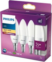 Philips E14 Kaarslamp - Warm wit licht - 2,8W - Niet dimbaar - 3 stuks