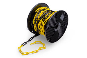 Kunststof ketting, geel zwart 6 mm - 30 meter op rol QlinQ