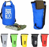 Relaxdays Ocean Pack 10 Liter - Dry Bag - outdoor droogtas - waterdichte tas tegen regen - blauw