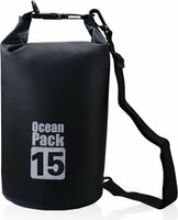 Relaxdays Ocean Pack 15 liter - waterdichte tas - strandtas - zeilen - outdoor plunjezak - zwart