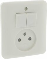 Uni Inbouw Combinatie - Stopcontact en Schakelaar - Serie - Polarwit